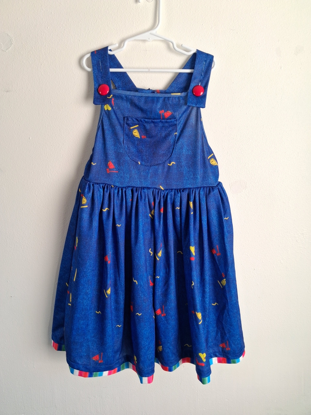 Girls Pinafore Dress Firefighter Cowboy Print